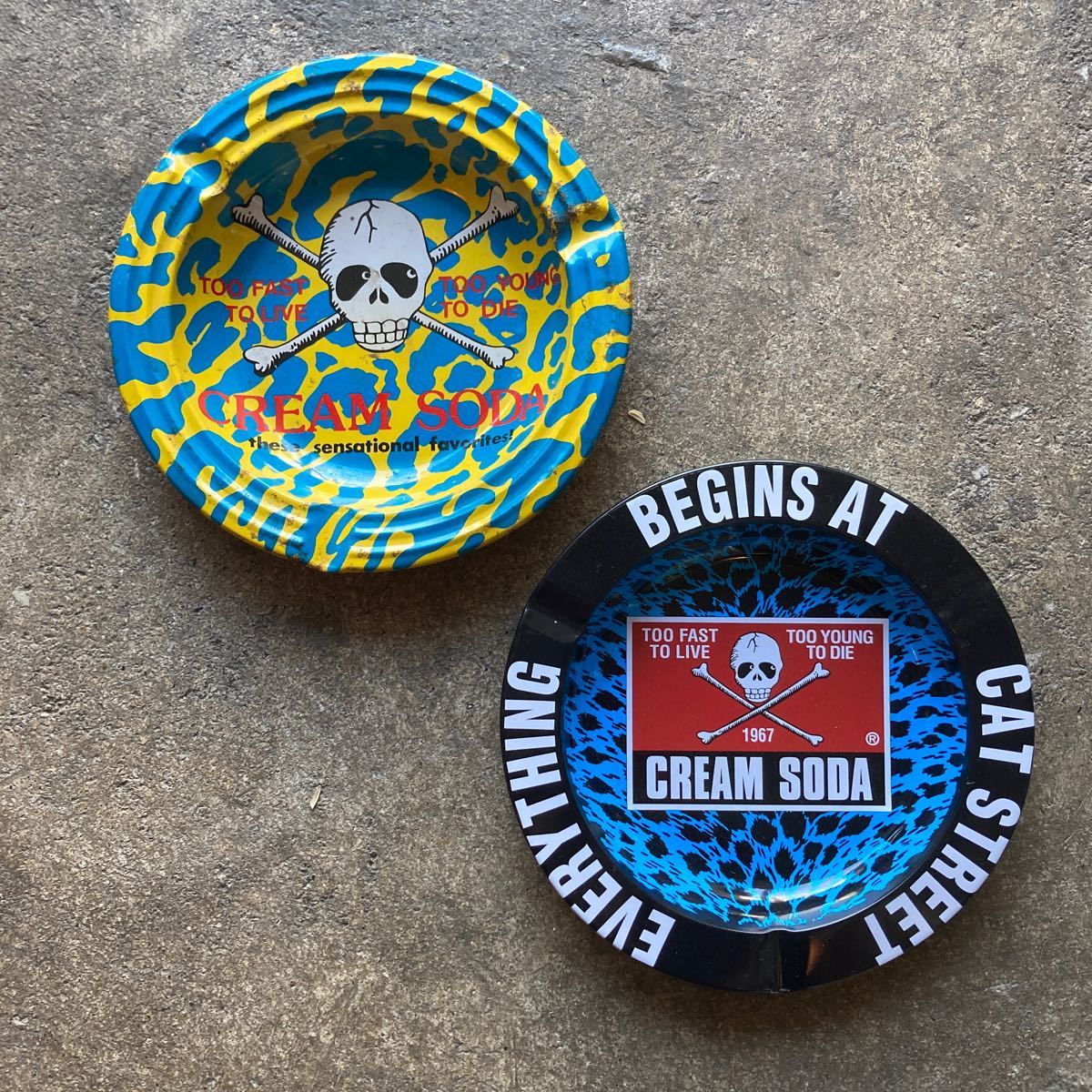 クリームソーダ CREAM SODA 灰皿 豹柄ドクロ 80s 当時物 