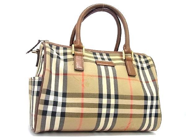 1円 BURBERRY バーバリー ノバチェック キャンバス×レザー