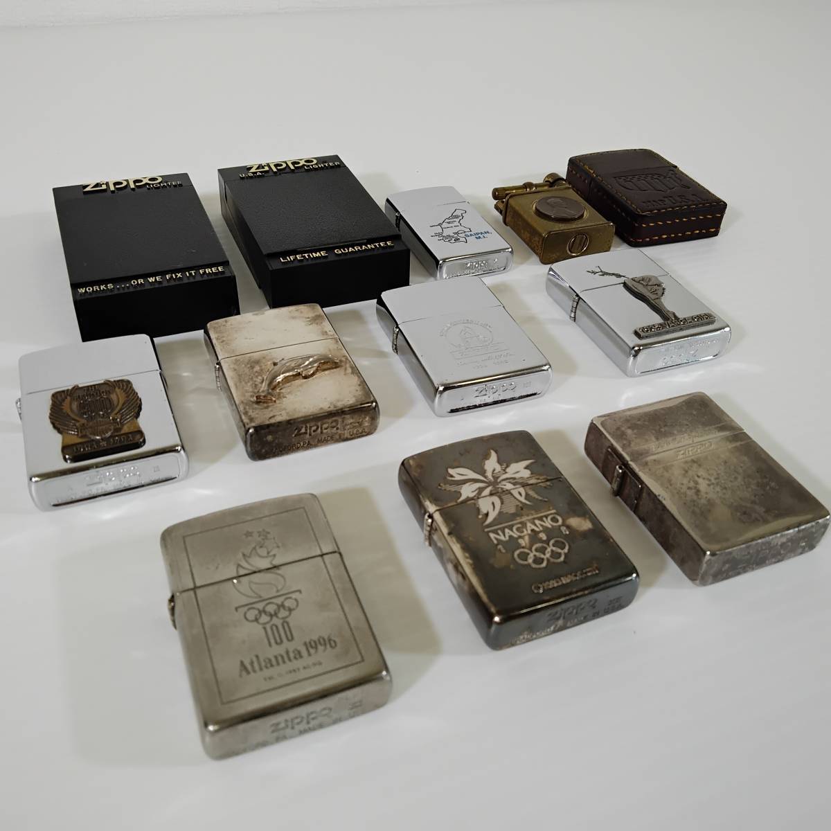 【 ZIPPO ジッポ 11点まとめて 】HARLEY-DAVIDSON / イルカ / VARGA GIRL / Atlanta / NAGANO OLYMPIC / REPLICA 12 等　　　#0483/13