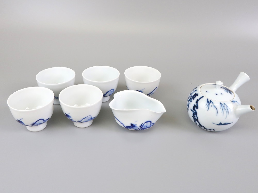 お買い得，限定セール 【流】中国美術 染付芙蓉手向付十客 TO610