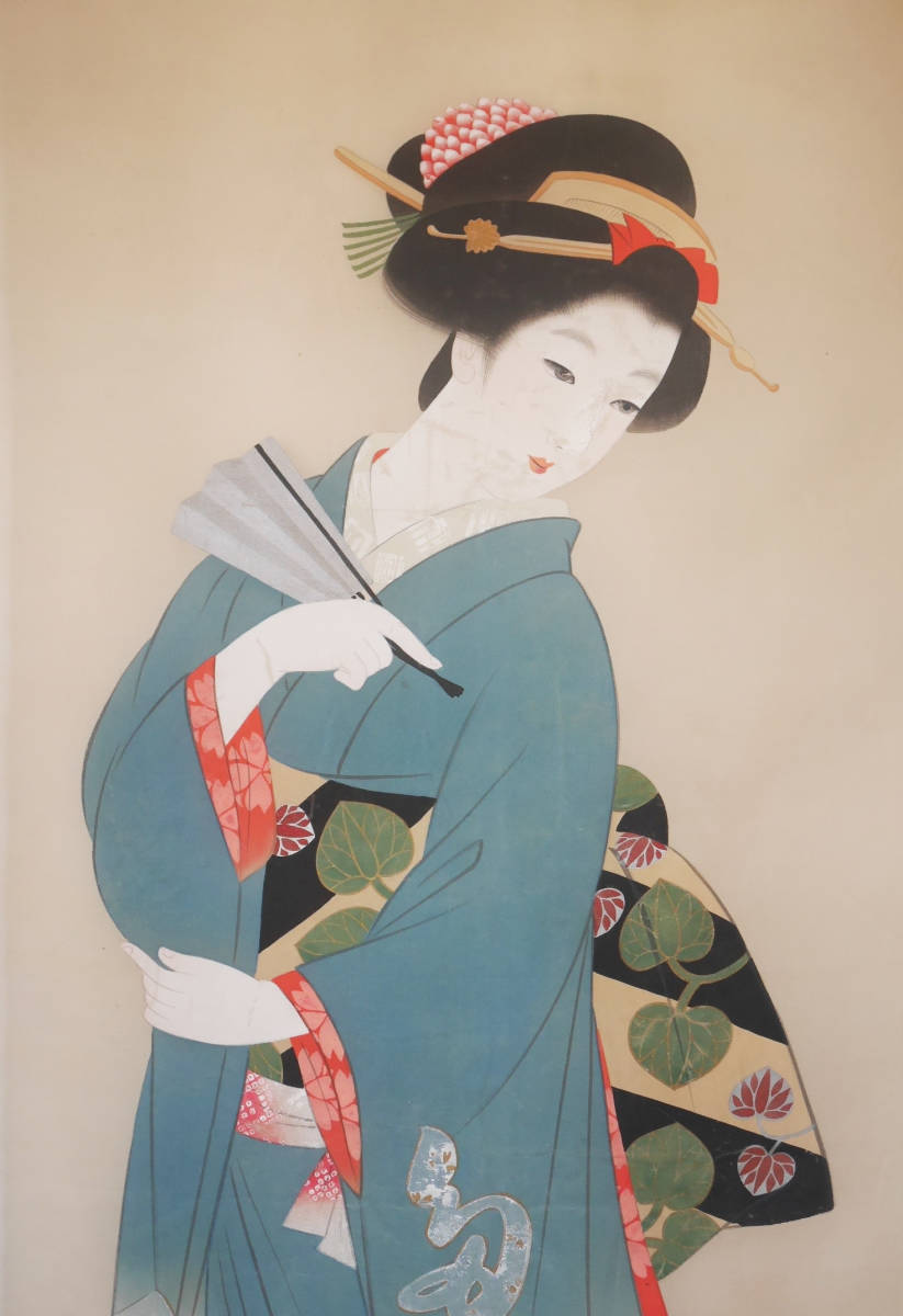 横尾芳月《美人画》絹本まくり Z180｜骨董店 のびる 古美術 【