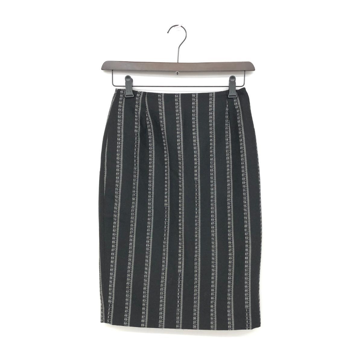 ◆JEAN PAUL GAULTIER ジャンポールゴルチエ タイトスカート サイズ38◆ ブラック ウール混 レディース メジャーデザイン 総柄 ボトムス