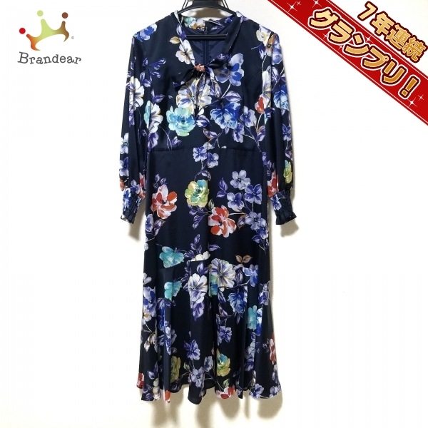グレースコンチネンタル GRACE CONTINENTAL サイズ36 S - ダークネイビー×ライトパープル×マルチ レディース 長袖/ロング/花柄 美品