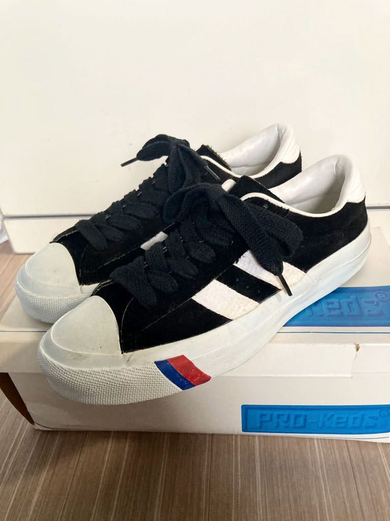 【貴重】PRO-Keds ROYAL PLUS VINTAGE US7 25cm プロケッズ ロイヤルプラス ブラック 黒 コロンビア製 ラストコロンビア 元箱付き 極美品