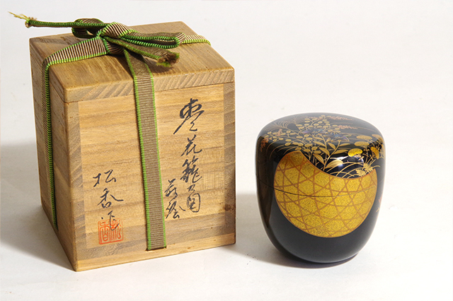輪島塗 共箱 茶道具 椿 らでん 検 □輪島塗 松杏作 茶筒 棗 共箱