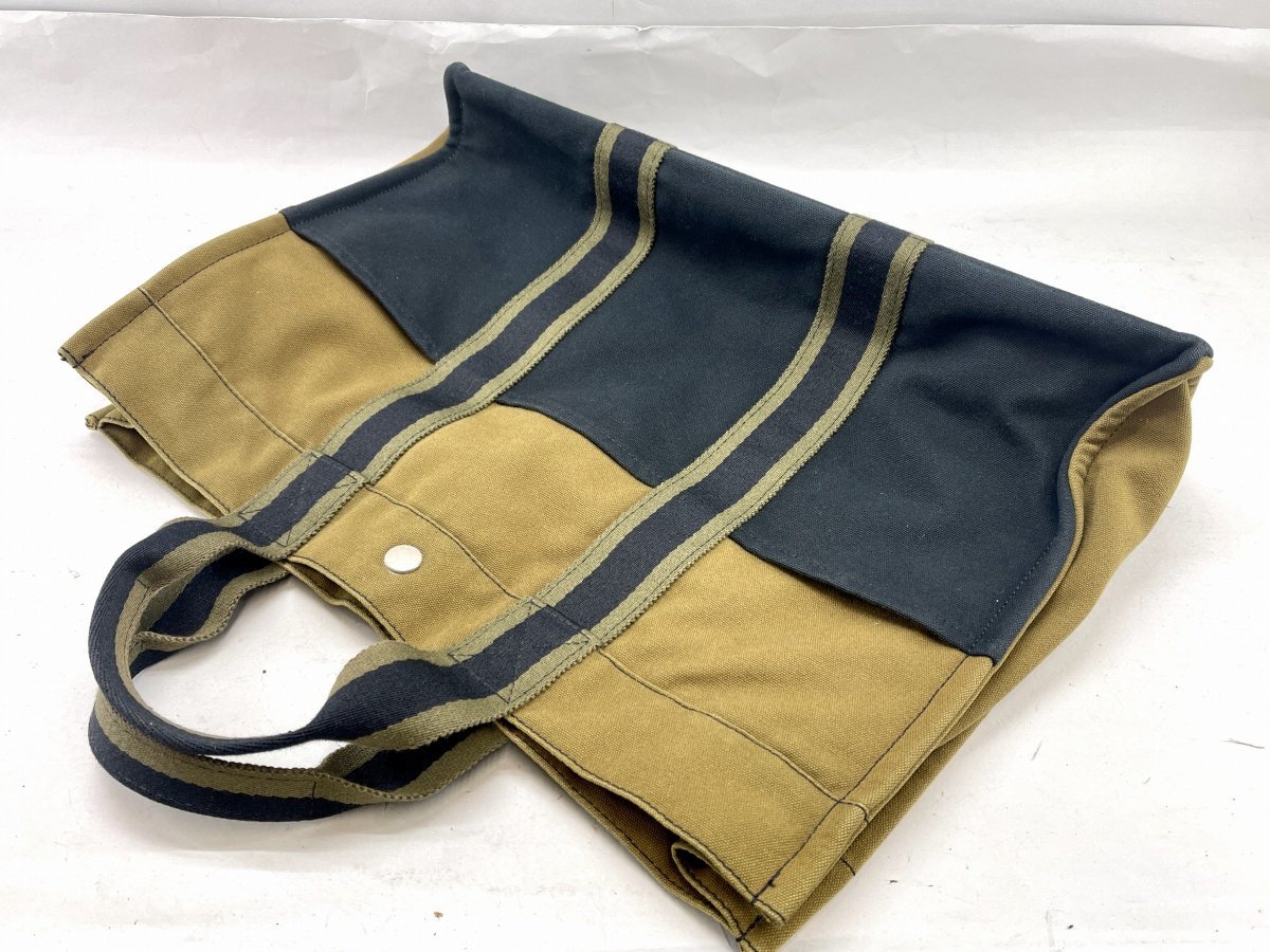HERMES エルメス フールトゥMM ハンドバッグ トート カーキ×ネイビー 