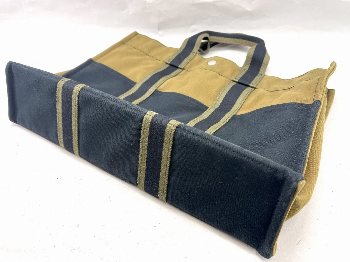 HERMES エルメス フールトゥMM ハンドバッグ トート カーキ×ネイビー 