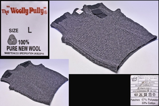 イギリス軍コマンドセーター （WOOLLY PULLY）【ネックコードNSN付】 THE WOOLLY PULLY ☆ ウーリープーリー ☆ Vネック ベスト ☆ グレー
