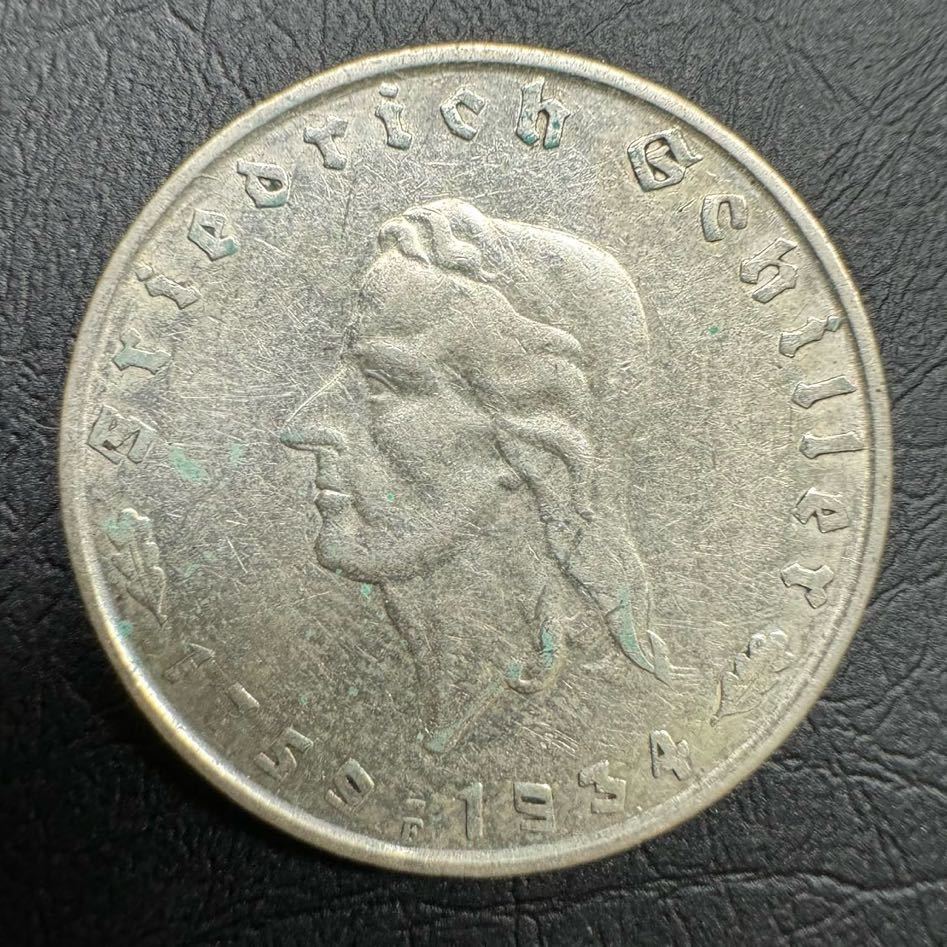 ナチス 1934 シラー生誕175周年記念 2ライヒマルク 銀貨 ドイツ 極美品