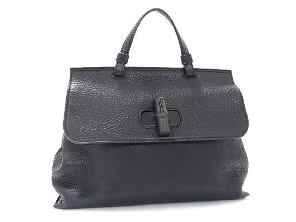 1円 □極美品□ GUCCI グッチ 392013 バンブー レザー ワンハンドル 
