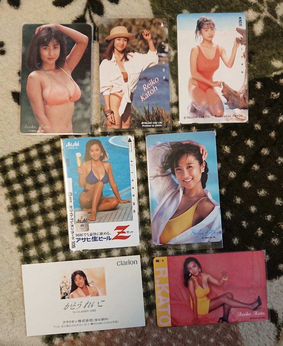 かとうれいこ 珍品名刺 テレカ６枚 テレホンカード テレフォンカード ハイレグ 水着_1