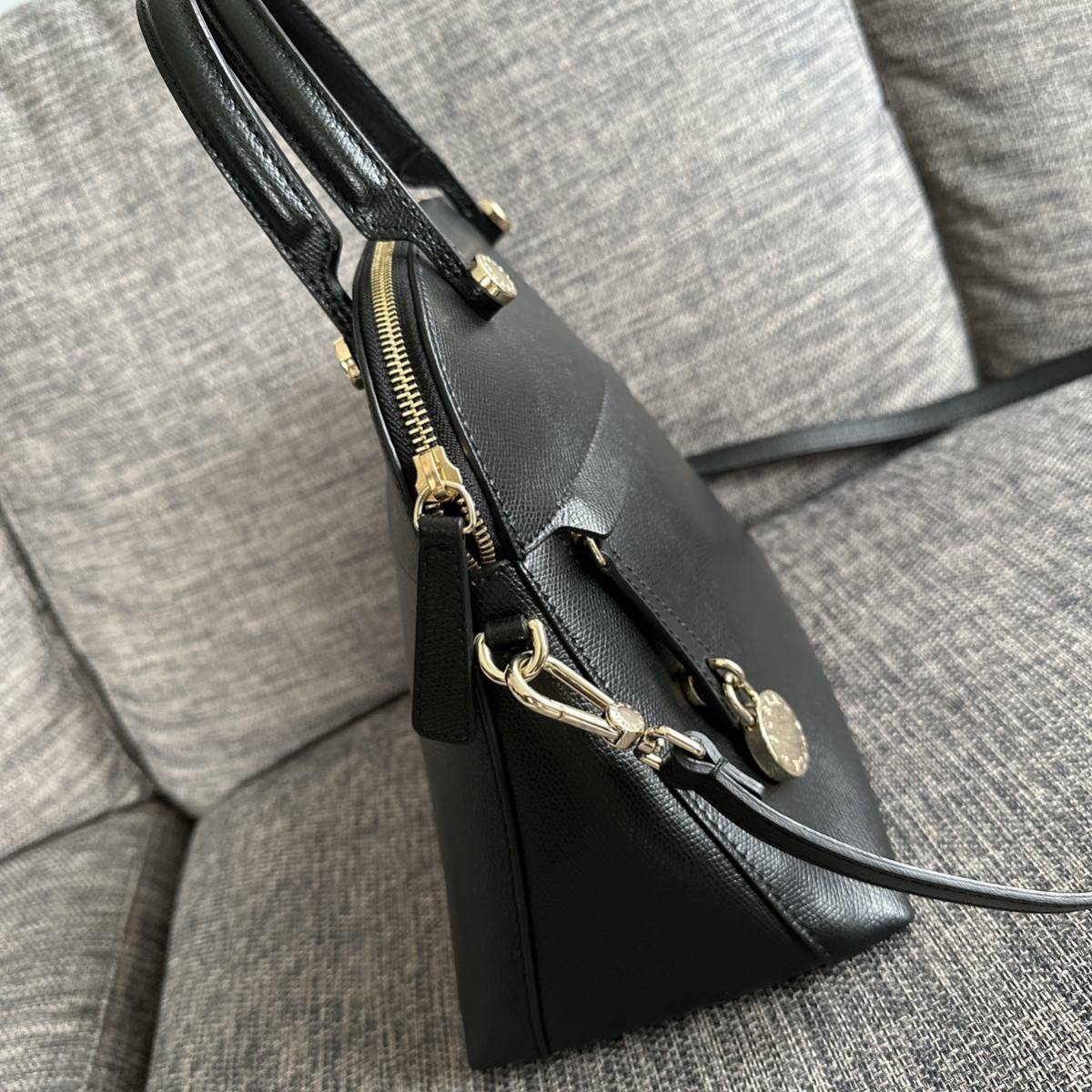 フルラFURLA☆超美品ハイパー黒 2wayハンドショルダーバッグ 