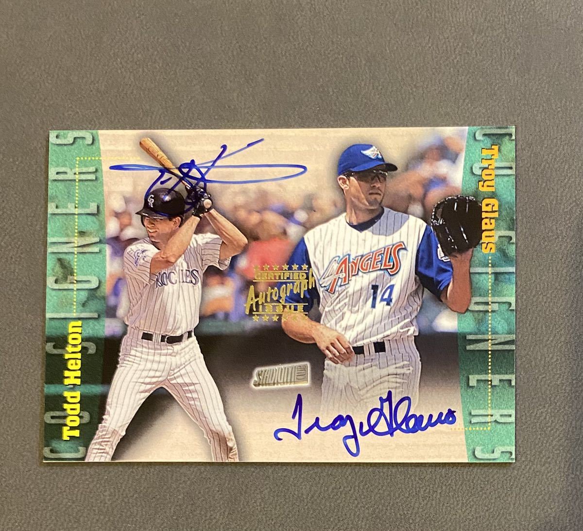 1999 TOPPS STUDIUM CLUB DUAL AUTO TODD HELTON TROY GLAUS 直筆