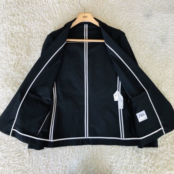 ザラ『美スタイル』ZARA スーツ セットアップ シアサッカー L ブラック