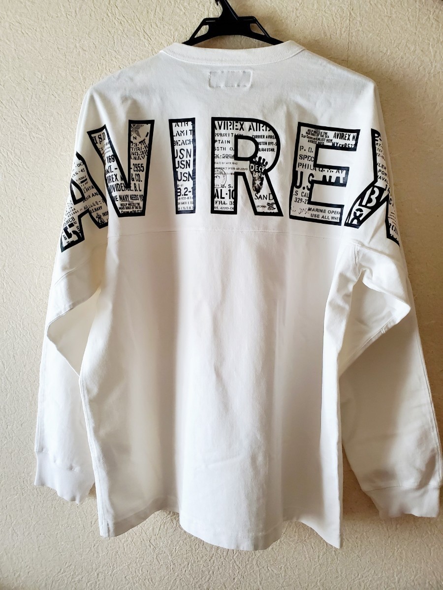 AVIREX　長袖Tシャツ　白　メガロゴ　Lサイズ　アビレックス　ビッグロゴ