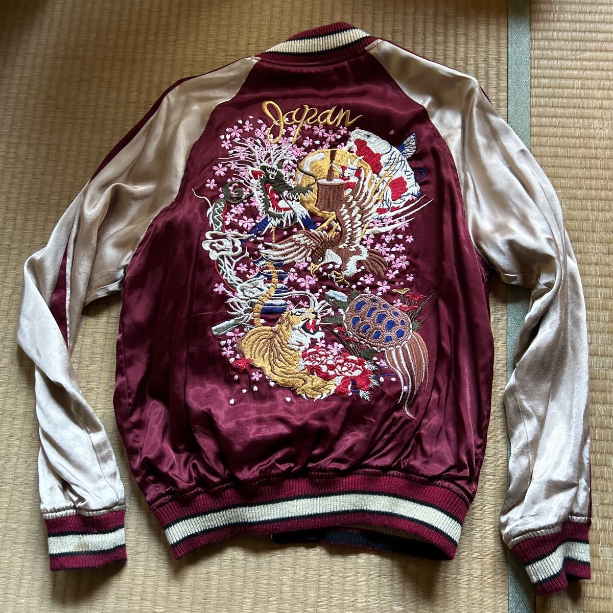 スカジャン 和柄 ブルゾン 刺繍 リバーシブル ビンテージ 鯉 龍 虎 亀