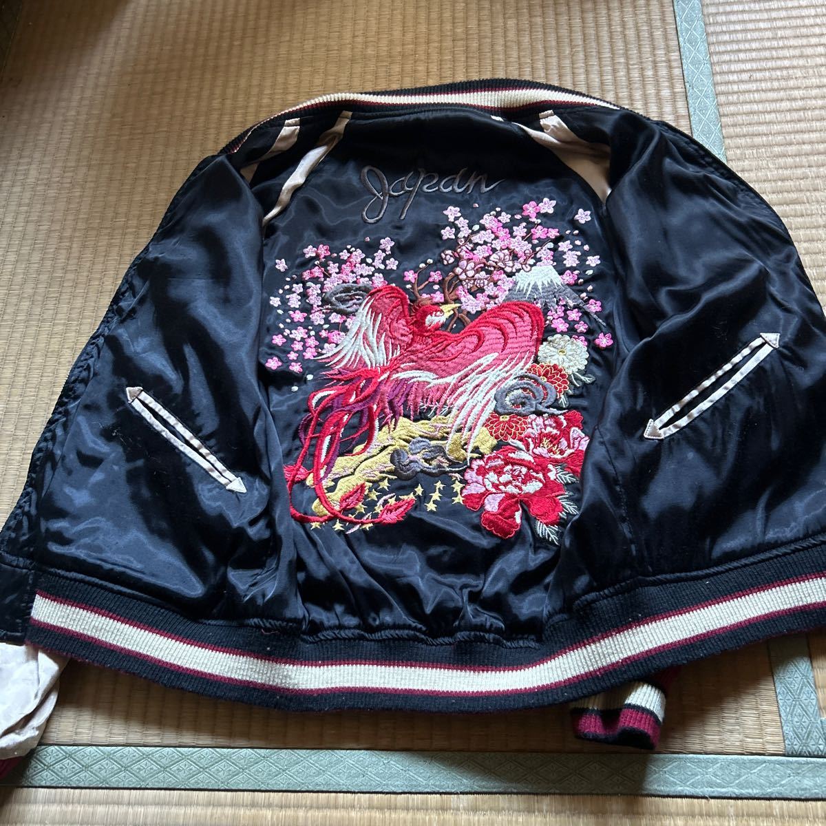 雅結　リバーシブルスカジャン　刺繍　虎 鯉 鳳凰 スカジャン 和柄 ブルゾン 刺繍 リバーシブル ビンテージ 鯉 龍 虎 亀