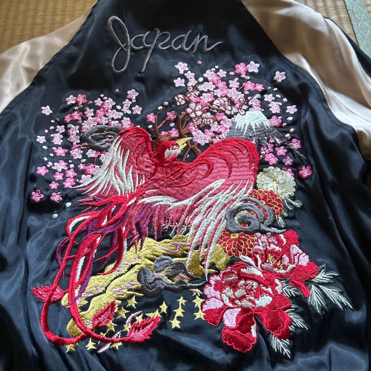 雅結　リバーシブルスカジャン　刺繍　虎 鯉 鳳凰 スカジャン 和柄 ブルゾン 刺繍 リバーシブル ビンテージ 鯉 龍 虎 亀