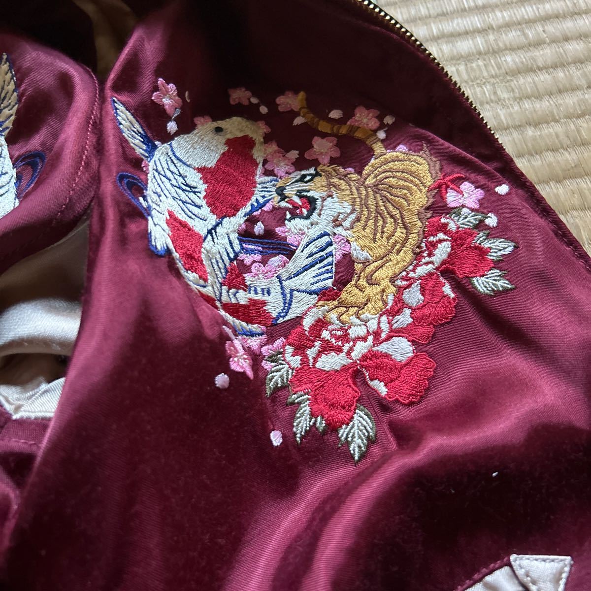スカジャン 和柄 ブルゾン 刺繍 リバーシブル ビンテージ 鯉 龍 虎 亀