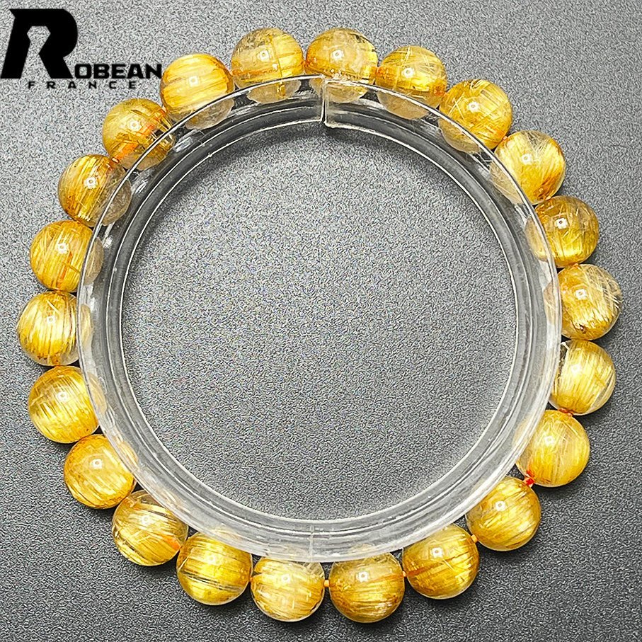 レア EU製 定価13万円★ROBEAN・タイチンルチル★黄金針水晶 金運 幸運 ゴールド ブレスレット パワーストーン 綺麗 8.4-8.8mm 1003k342