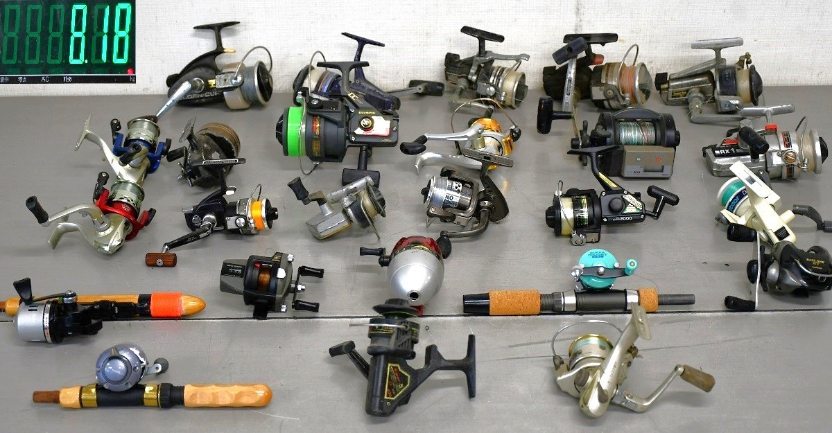 NY11-164【現状品】リール20点以上まとめ　リール　釣り具　フィッシング　Daiwa　SHIMANO　OLYMPIC　RYOBI　釣り用品　中古品　保管品
