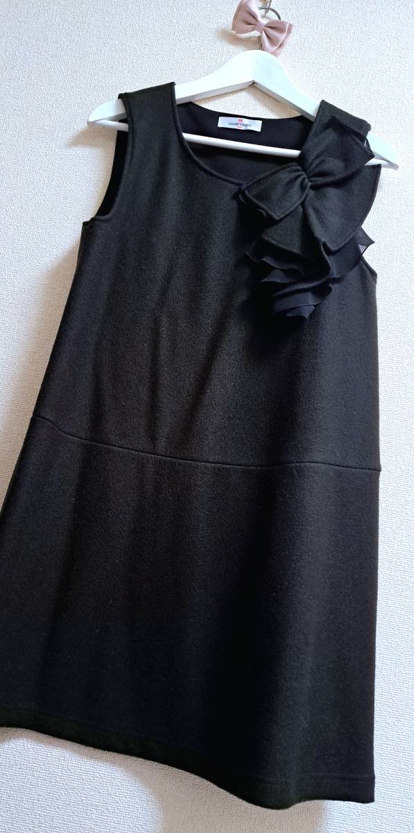 即決★定価15794円　美品　GALLERY VISCONTI　ギャラリービスコンティ　リボンフリルお上品裏起毛暖かいワンピース　　　M　2　掲載　人気