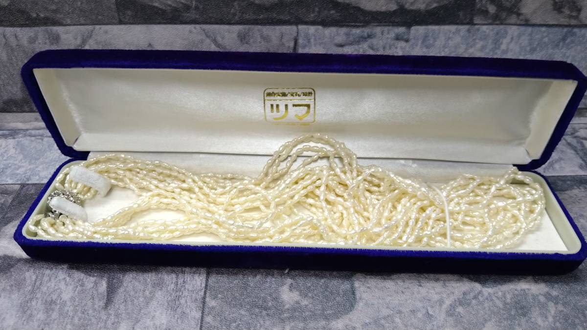 ネックレス 9連 淡水パール SILVER刻印 ホワイト系 真珠 美品淡水 
