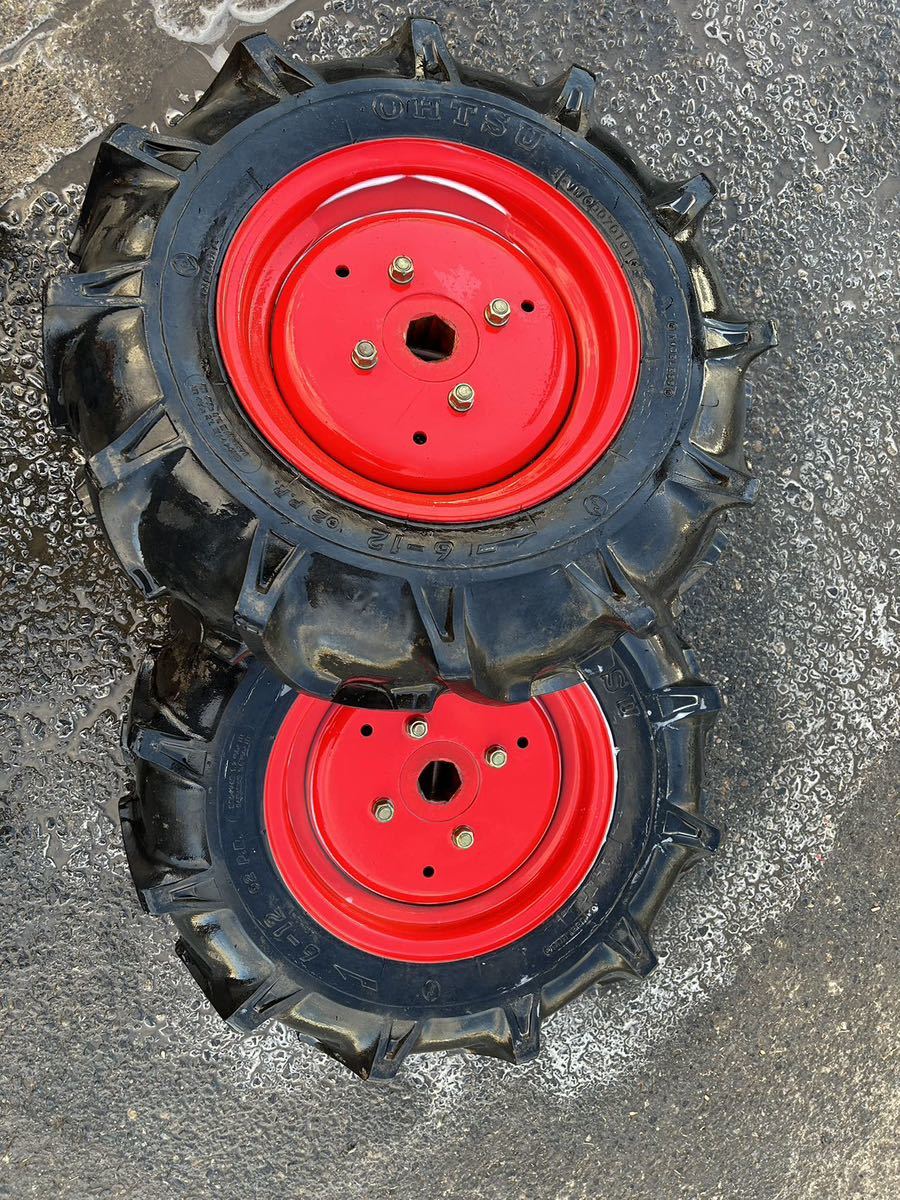 耕運機のタイヤ 6-12 2PR 2本セット ヤンマー YA75FD 耕運機用タイヤ  