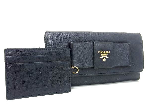 プラダ長財布リボンサフィアーノパスケース付き プラダ PRADA 長財布