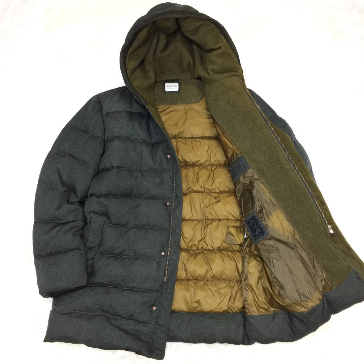 ARMANI COLLEZIONI アルマーニ コレッツォーニ REAL DOWN リアルダウン フード付き ウールダウン ダウンコート ダウンジャケット 56=XXL
