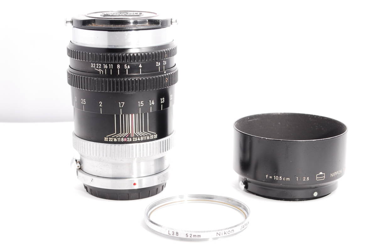 〓人気のフード　フィルター付レンズ〓ニコン　NIKON Sマウント NIKKOR-P　105㎜　10.5cm F2.5 