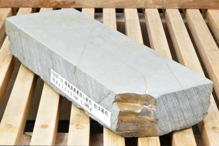 鳴滝浅葱墨流し砥石 仕上砥石 天然砥石 本物保証【使用品】T5121-15　（1215）