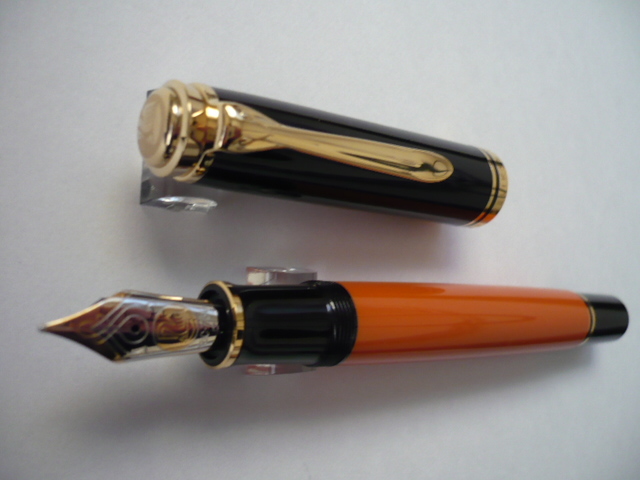 新品同様★ペリカン M800 バーントオレンジ F 細字 pelikan 限定モデル