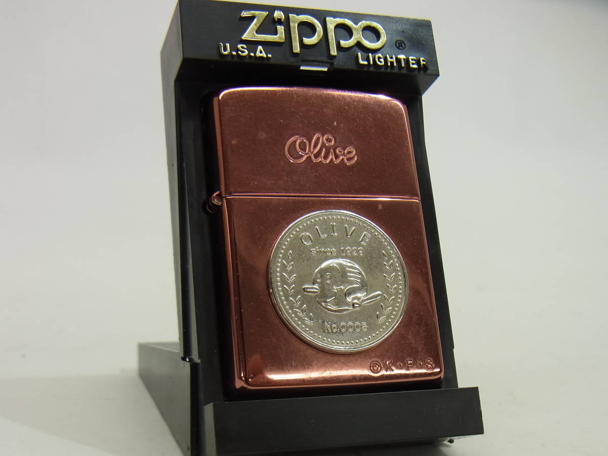 XX93) 超希少 限定品 ZIPPO POPEYE ポパイ OLIVE オリーブ 立体メタル 