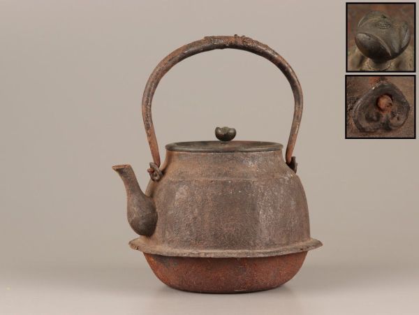 煎茶道具 釡師造 銅製蓋 時代鉄瓶 時代物 極上品 初だし品 C3291