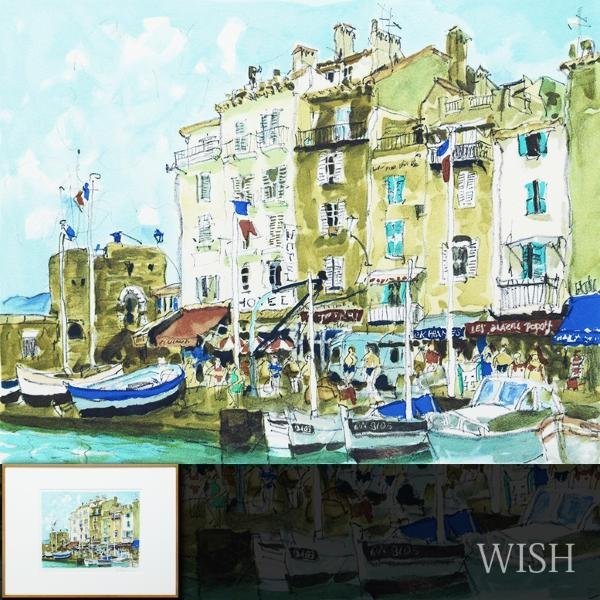 真作】【WISH】児玉幸雄 リトグラフ 6号 直筆サイン 町風景 〇パリ風景巨匠