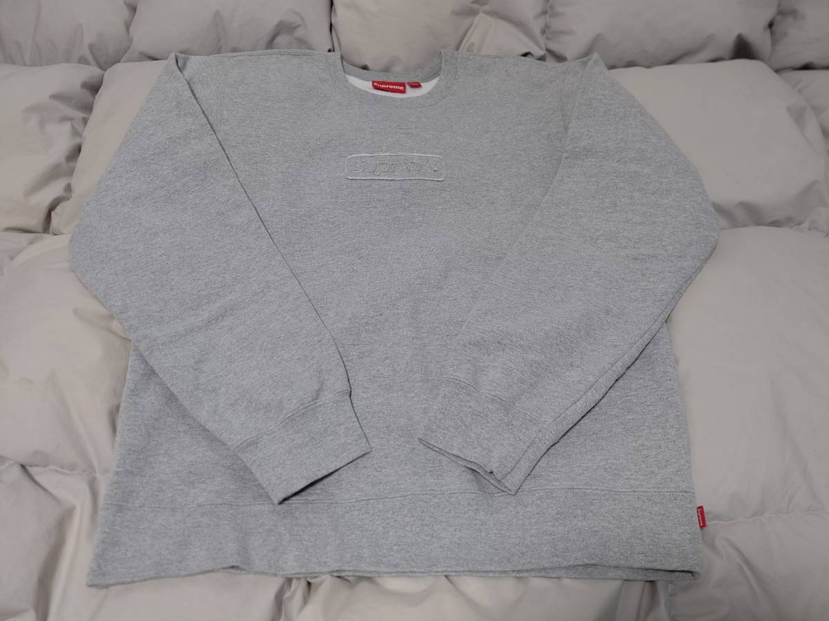 20SS Supreme Cut Out Logo Crewneck Lサイズ グレー / cross bandana 