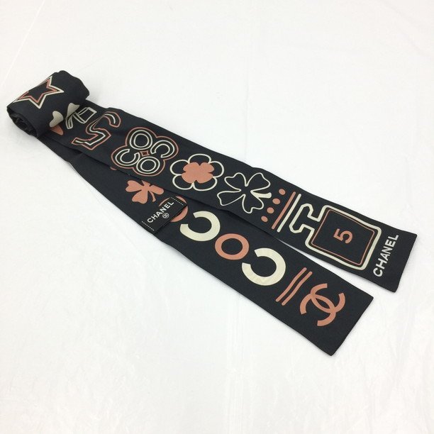 CHANEL　シャネル　ツイリー 　シルク　スカーフ　　【BLAL5036】