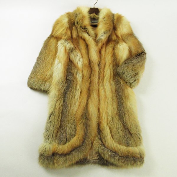 売切り!!★r5fu121910★毛綺麗でなめし柔らか サガフォックス SAGA FOX ゴールデンフォックス 超ロング デザインコート 着丈117cm 13号