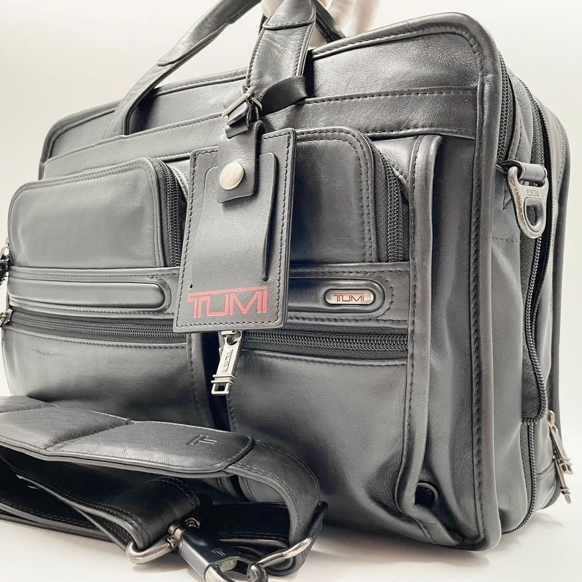 【極美品】トゥミ TUMI メンズ ビジネス ショルダーバッグ ハンドバッグ 2way ナパ 2室 エクスパンダブル オールレザー 大容量 A4◎ PC◎