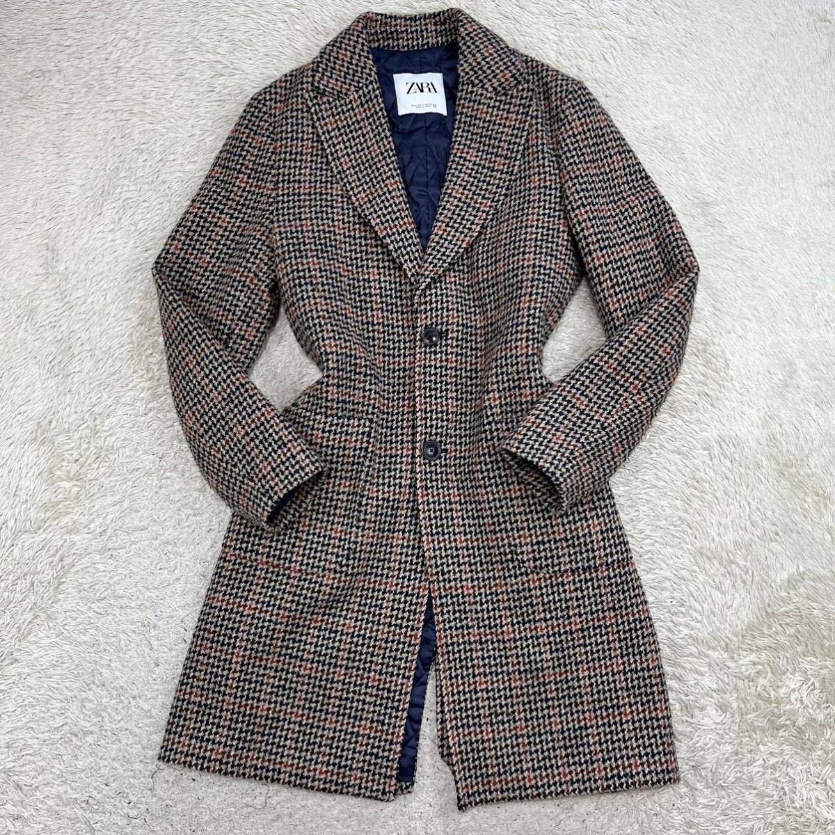 ザラ【至高の逸品】ZARA チェスターコート ロングコート チェック