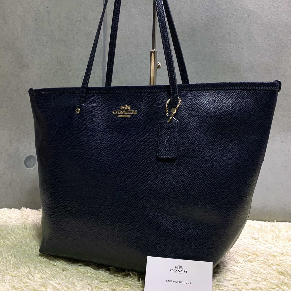 COACH】トートバッグ ビジネスバッグ A4収納 レザー 紺 黒 美品✨COACH