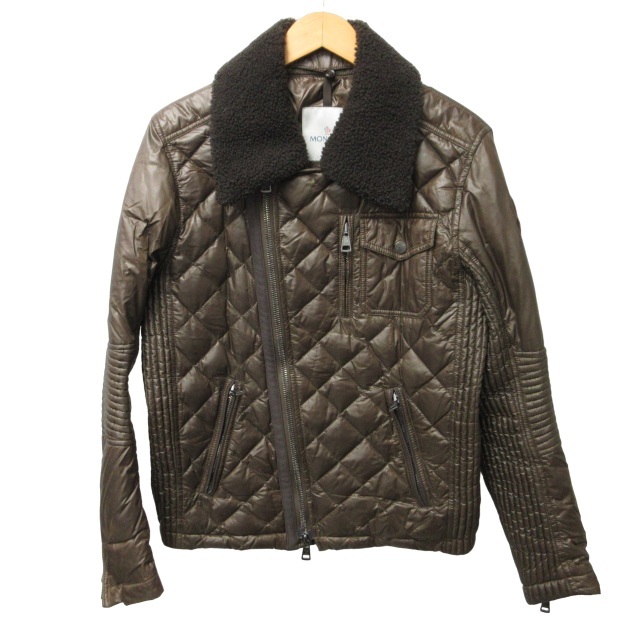 モンクレール MONCLER デタッチャブル ダウンジャケット ブルゾン コート ロゴワッペン G32-003 茶 ブラウン 1 約M相当 1215 メンズ