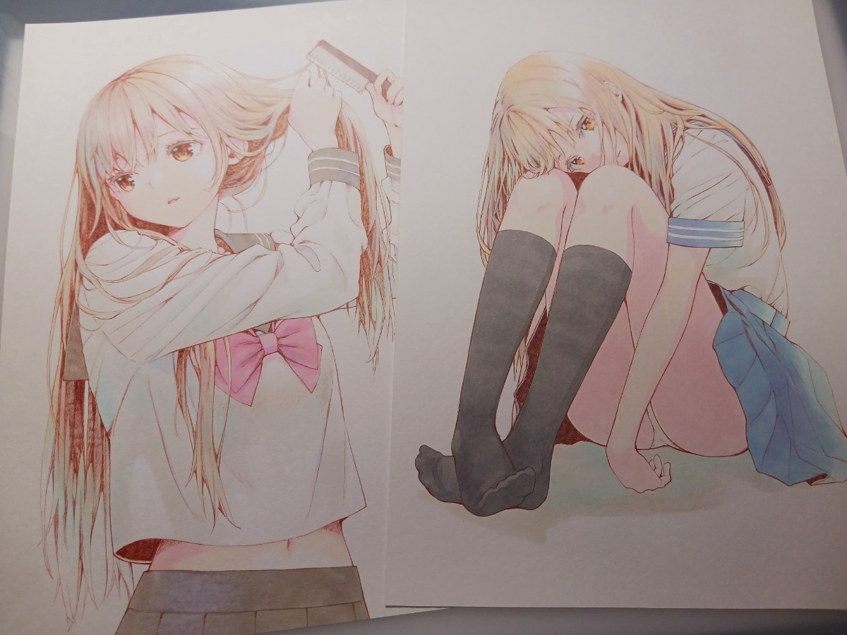 オリジナルイラスト・A5サイズ2枚〉手描き アナログ コピック 手描き