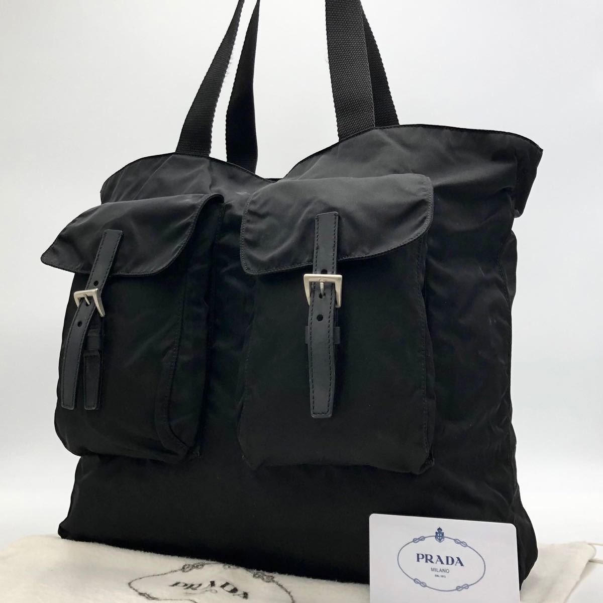高級】PRADA プラダ ダブルポケット トートバッグ 三角ロゴ ナイロン 