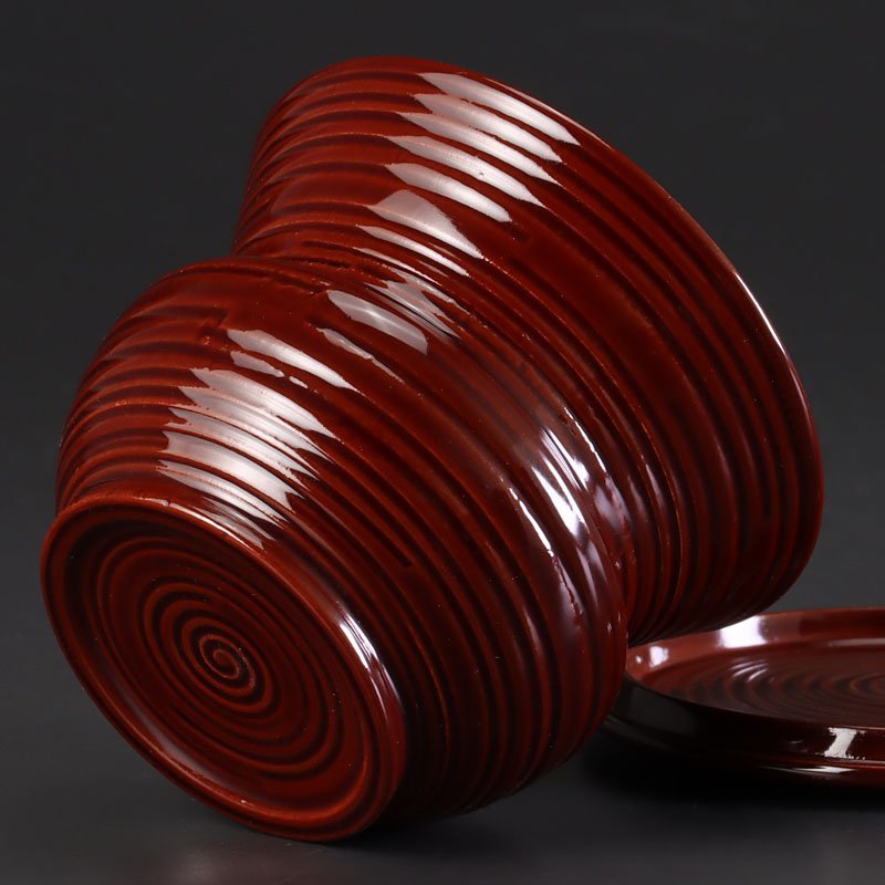 【古美味】塗師 渡辺喜三郎 鮟鱇 茶器 茶道具 保証品 4ObS