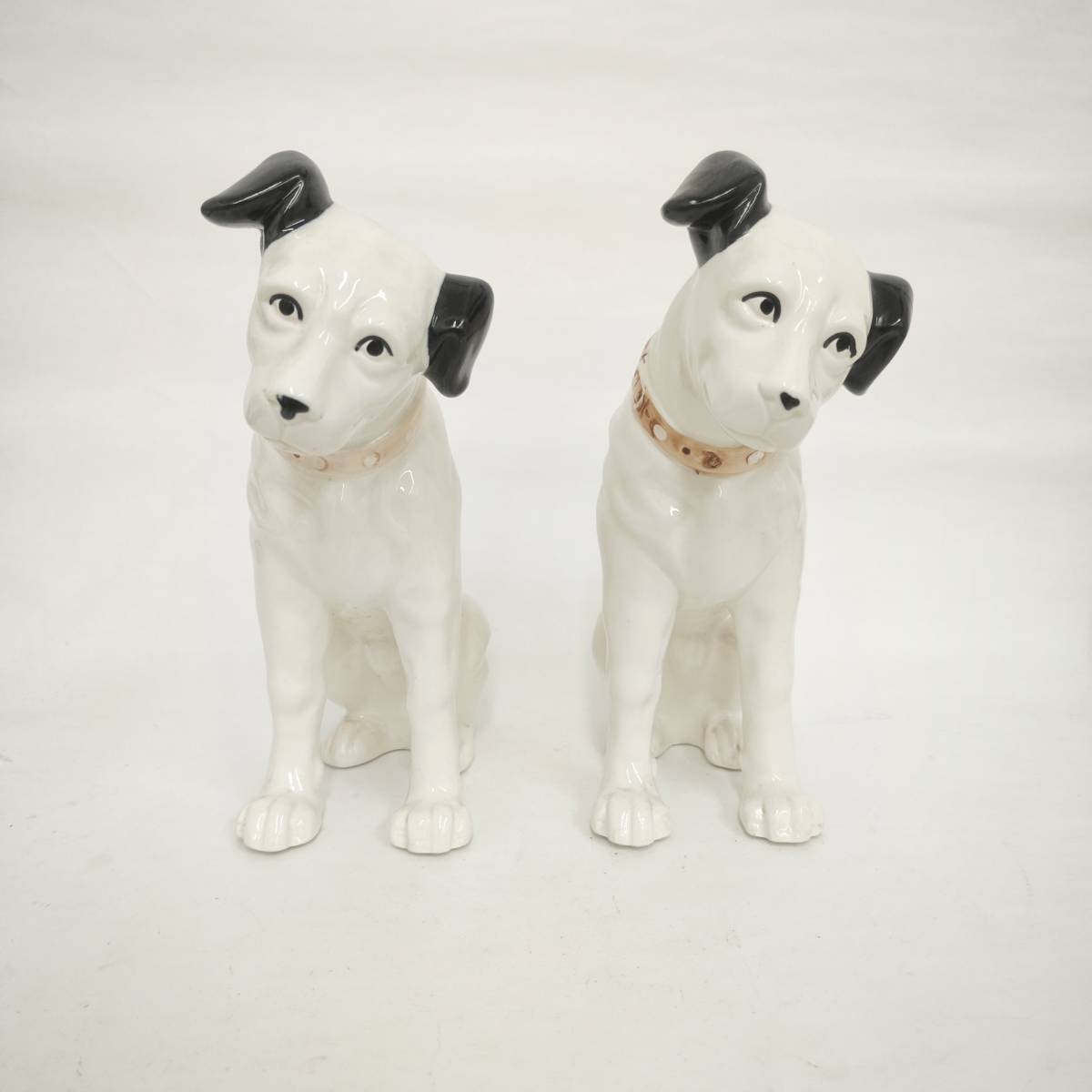 ビクターのニッパー犬の陶器製置物（2体セット) Victor ビクター ビクター犬 犬置物 2点セット ニッパー いぬ 陶器