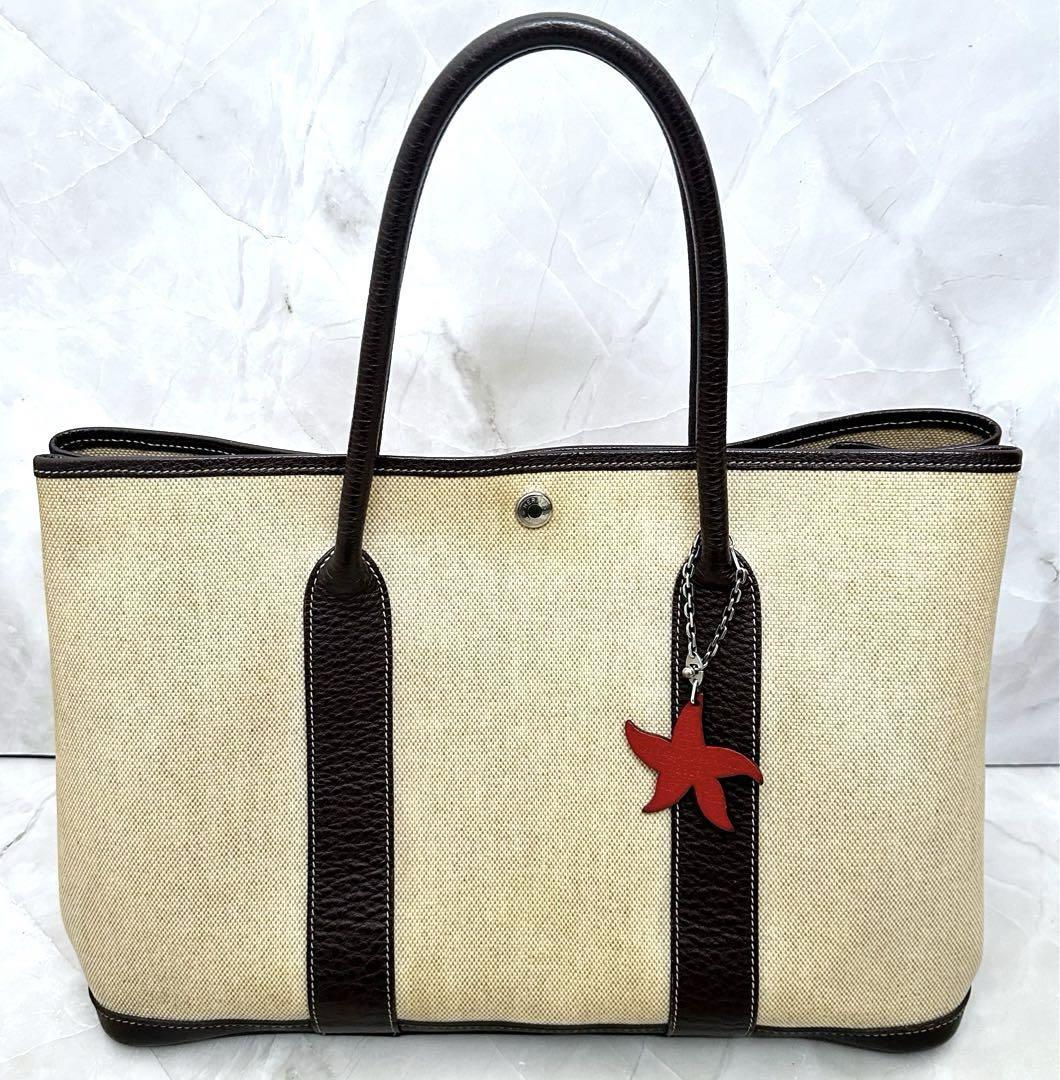 美品【HERMES】エルメス ガーデンパーティ PM トワルアッシュ マロン