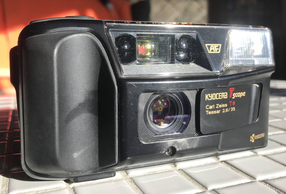 京セラ Tスコープ CarlZeiss Tessar 35mm f2.8 KYOCERA T SCOPE 1988年 動作未確認 フィルムカメラ コンパクトカメラ