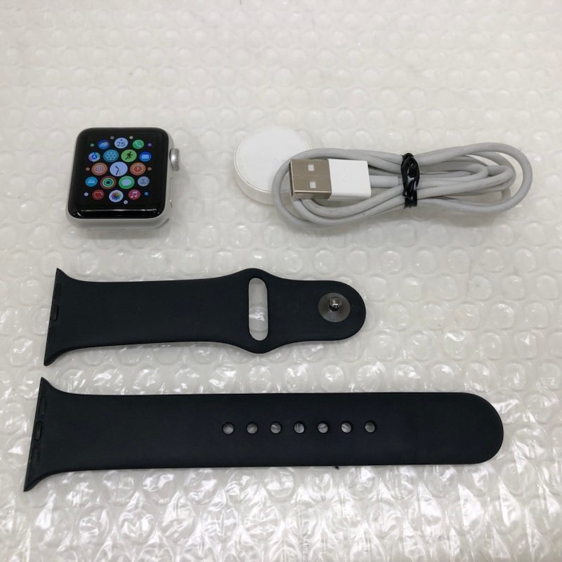 Apple Watch Series3 38mm シルバー アルミニウムケース A1858 MTEY2J/A ブラック スポーツバンド 231222SK010800